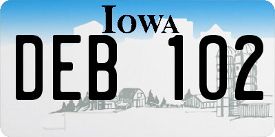 IA license plate DEB102