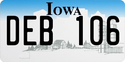 IA license plate DEB106