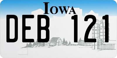 IA license plate DEB121