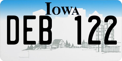 IA license plate DEB122