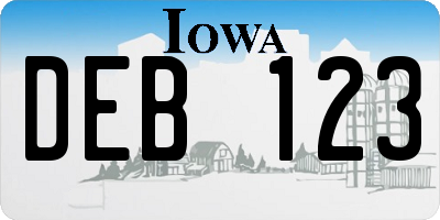 IA license plate DEB123