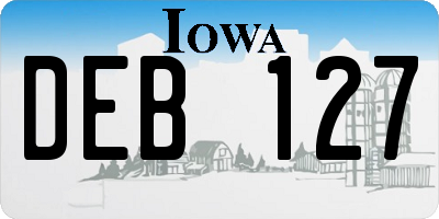 IA license plate DEB127
