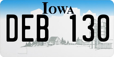 IA license plate DEB130