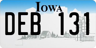 IA license plate DEB131