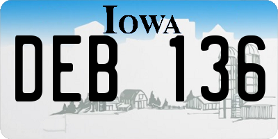 IA license plate DEB136