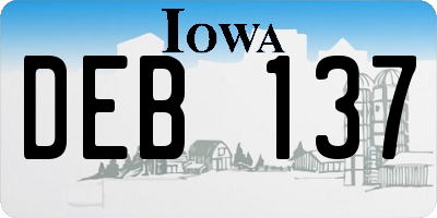 IA license plate DEB137