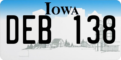 IA license plate DEB138