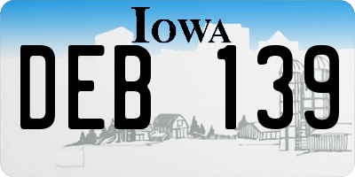 IA license plate DEB139