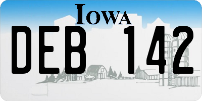 IA license plate DEB142