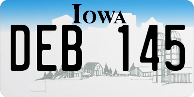 IA license plate DEB145