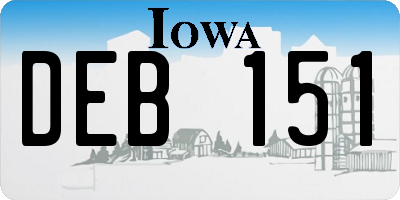 IA license plate DEB151