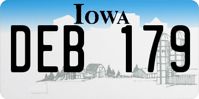 IA license plate DEB179