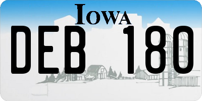 IA license plate DEB180