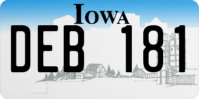IA license plate DEB181