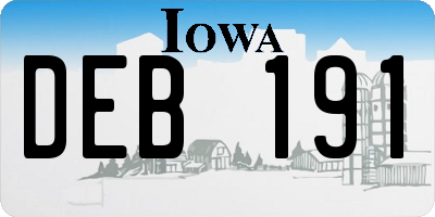 IA license plate DEB191