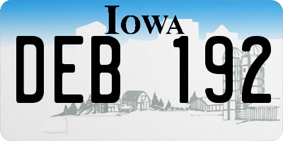 IA license plate DEB192
