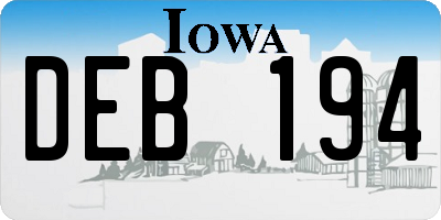 IA license plate DEB194
