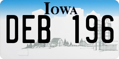 IA license plate DEB196