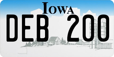 IA license plate DEB200