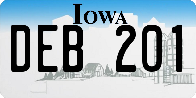 IA license plate DEB201