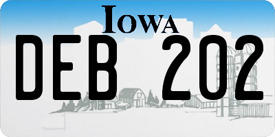 IA license plate DEB202