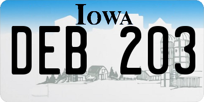 IA license plate DEB203