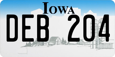 IA license plate DEB204