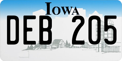 IA license plate DEB205