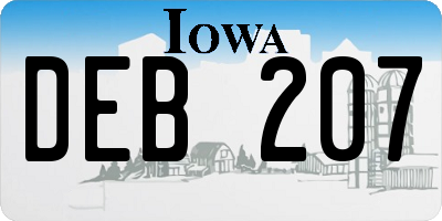 IA license plate DEB207