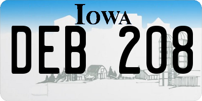 IA license plate DEB208