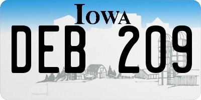 IA license plate DEB209
