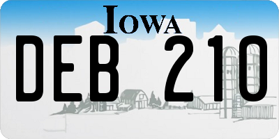 IA license plate DEB210