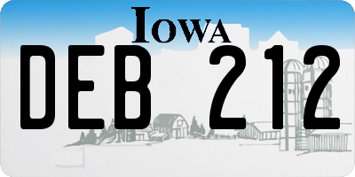 IA license plate DEB212