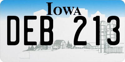 IA license plate DEB213