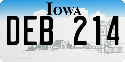 IA license plate DEB214