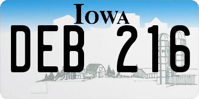 IA license plate DEB216