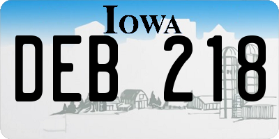 IA license plate DEB218