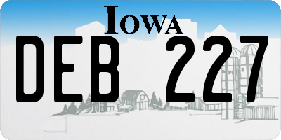 IA license plate DEB227