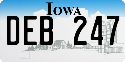 IA license plate DEB247