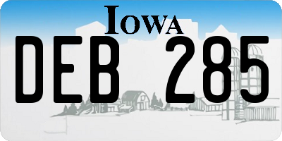 IA license plate DEB285