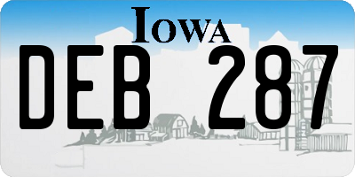 IA license plate DEB287