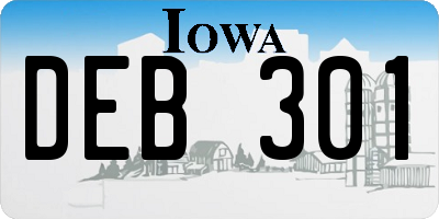 IA license plate DEB301