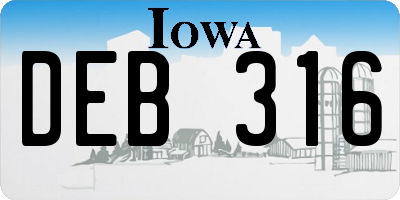 IA license plate DEB316