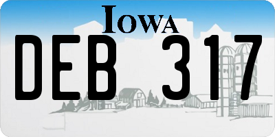 IA license plate DEB317