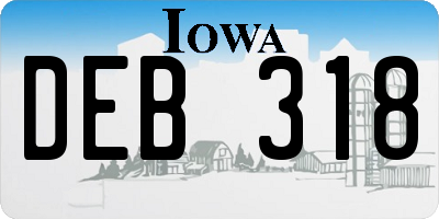 IA license plate DEB318