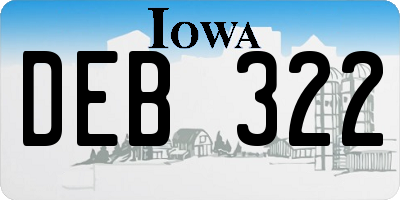 IA license plate DEB322