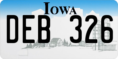 IA license plate DEB326