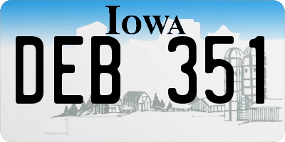 IA license plate DEB351