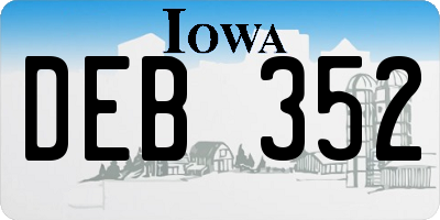 IA license plate DEB352