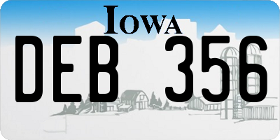 IA license plate DEB356
